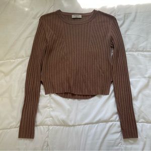 Aritzia Babaton Cropped Brown Sweater